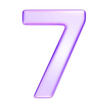 translúcido púrpura 3d prestados número Siete en morfismo de vidrio estilo, adecuado para ui elementos, calendario días, o datos visualización pasos png