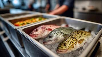 Sharp focus on dry sea food during individual quick freezing process in a processing facility photo