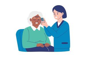 Elderly patient receiving healthcare assistance vector