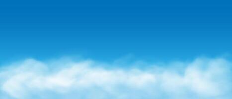 Blue sky with fluffy white clouds vector