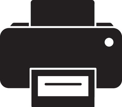 Printer Icon Black Silhouette of Printing Device, Office Equipment, Document Output, Technology, Copying, Scan vector