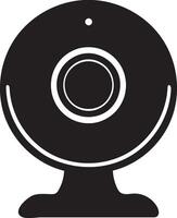 Webcam Icon Black Silhouette of Computer Camera, Live Streaming, Online Meeting, Security, Surveillance vector