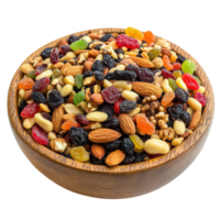 Bowl of mixed nuts mix on transparent background png