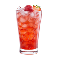 Strawberry soda in glass on transparent background. png