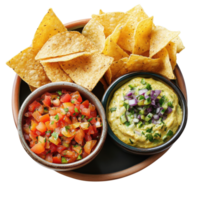 Chips with salsa and dip on transparent background png