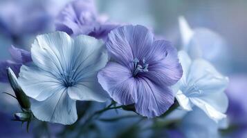 Close-up of flax flowers in bloom during springtime photo