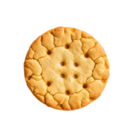 Golden brown round cracker with cracks and perforations isolated on transparent background png