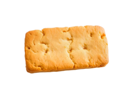 Golden brown rectangular biscuit with a textured surface isolated on transparent background png