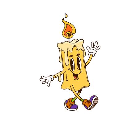 Cartoon groovy Halloween candle funny character