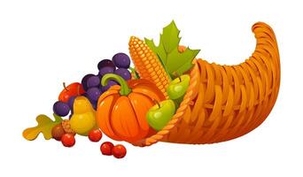 Cornucopia happy thanksgiving and harvest symbol vector