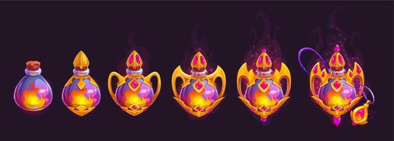 Colorful magical potion bottle designs vector