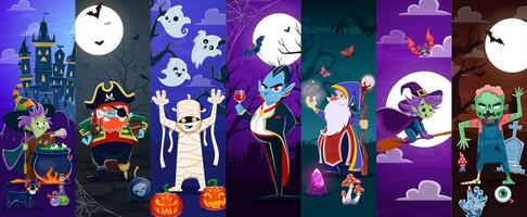 Colorful Halloween characters illustration vector