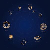 A celestial symphony of planets, stars, and galaxies illuminating the night sky, a cosmic illustration of our universe vector