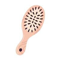 Oval wooden hair brush with soft bristles for daily hair care and scalp massage vector