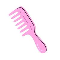 Pink plastic comb with wide teeth, ideal for detangling curly and thick hair vector