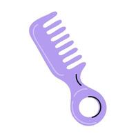 Light purple wide-tooth comb with rounded handle for easy hair detangling vector
