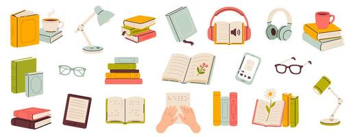 Various illustrated study and reading items vector