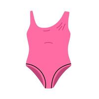 Minimal pink one-piece swimsuit on white background. Ideal for fashion, swimwear collections, and summer design. vector