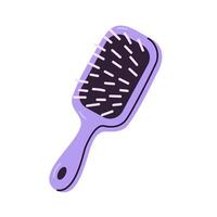 Rectangular violet hair brush with soft bristles for smooth brushing and detangling vector
