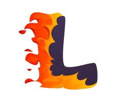 Automobile racing sport font flaming letter L vector
