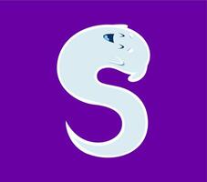 Halloween font S letter ghost cartoon character vector
