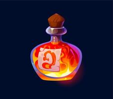 Colorful potion bottle with flames vector