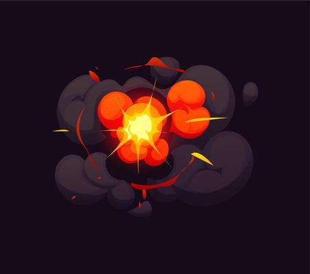 Comic bomb explosion blast cloud cartoon effect