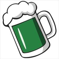 Single beer mug with foam . vector