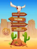 Wild West signpost with directional arrows vector