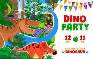 Colorful dinosaur party invitation design vector