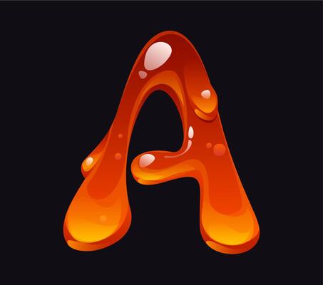 Liquid honey cartoon font typeset letter A