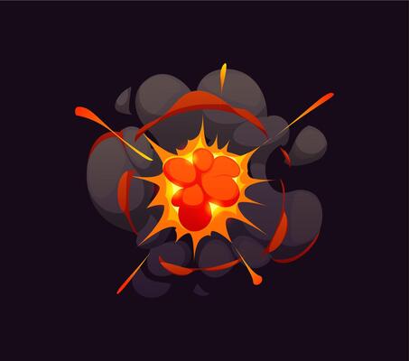 Cartoon comic bomb explosion fire blast effect