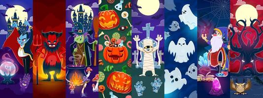 Halloween themed characters and decorations vector
