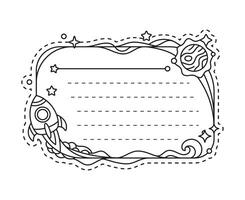 Space rocket and planet kids memo note template vector