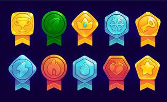 Game achievement badges and icons vector