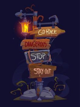 Warning signpost with various messages vector
