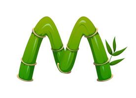 Garden bamboo plant font, typeset letter M vector