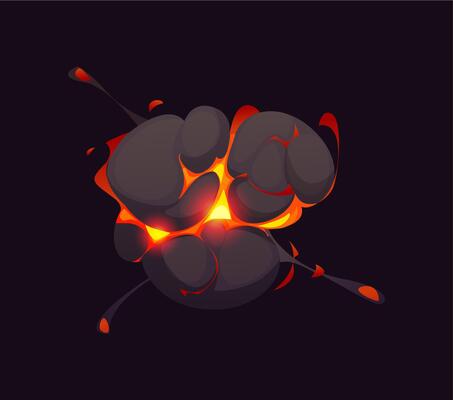 Bomb explosion blast effect, cartoon comic fire