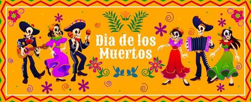 Day of the dead mariachi and Catrin characters vector