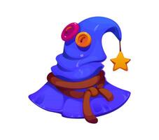 Witch hat, wizard cap with star, Halloween holiday vector