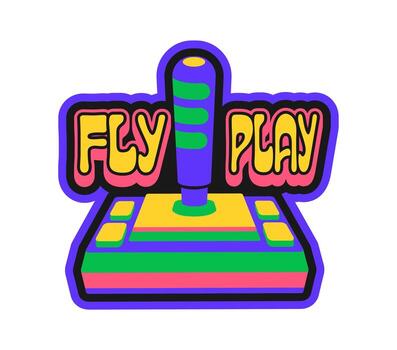 Computer videogame joystick Y2K groovy sticker vector