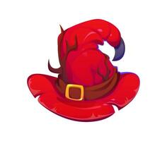 Red wizard hat with a curled tip vector