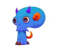 Strange monster character cartoon font letter P vector