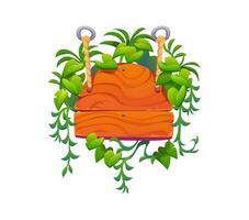 Wooden sign with vines decoration vector