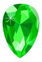 Featuring a large, pear shaped, light green gemstone, sparkling facets reflect light beautifully against a pristine white background, creating an eye catching and luxurious visual effect vector