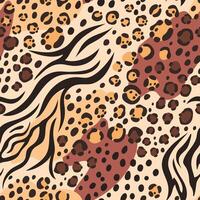 Mixed animal skin pattern. Seamless wildlife leather texture combining leopard spots and zebra stripes. Creative blend of animal markings, print for fashion textiles and decor illustration vector