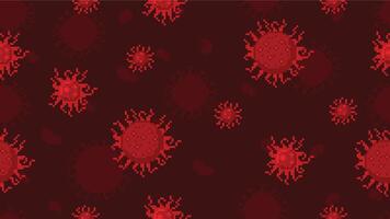 Virus pixel art pattern. Pandemic digital wallpaper with pixelated microbes. 8 bit disease or infection cells, retro game art microbiology seamless background illustration vector