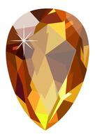 Large teardrop shaped gemstone featuring intricate facets, reflecting light and creating a dazzling sparkle, isolated against a clean white background vector