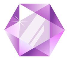 Light reflecting off a faceted purple amethyst gemstone creates a stunning sparkling effect, beautifully isolated against a clean white background, showcasing its brilliance and elegance vector