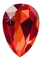 Sparkling red gemstone with a teardrop cut, reflecting light and showcasing its brilliant facets, perfect for jewelry design or luxury concepts vector